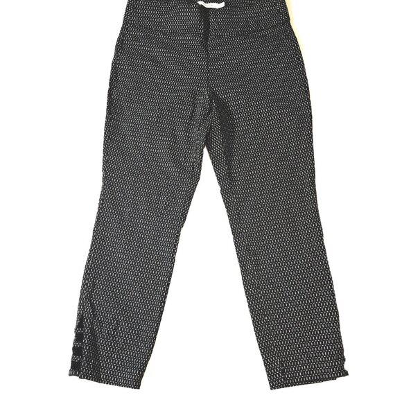 Ricki's Ankle Pants Size M Stretch Geo Pattern Black Pull-on  Leg Vent Detail - Picture 1 of 10